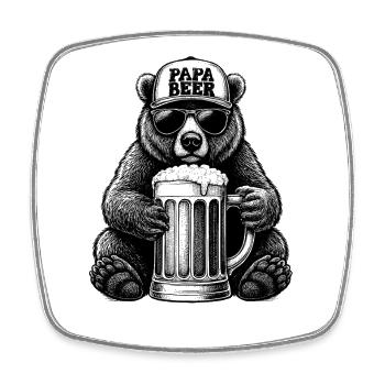 Papa Beer Vater Bär Bier Humor Geschenkidee - Viereckiger Kühlschrankmagnet - Weiß - Vorne