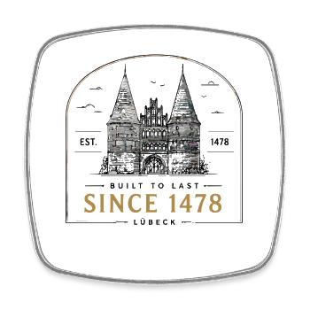  Lübeck Holstentor Since 1478 Built To Last Est - Viereckiger Kühlschrankmagnet - Weiß - Vorne