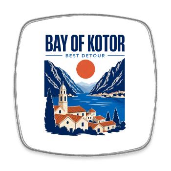 Bay of Kotor Montenegro Travel, Best Detour - Viereckiger Kühlschrankmagnet - Weiß - Vorne