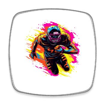 Footballeur américain Synthwave - Magnet carré - blanc - Devant