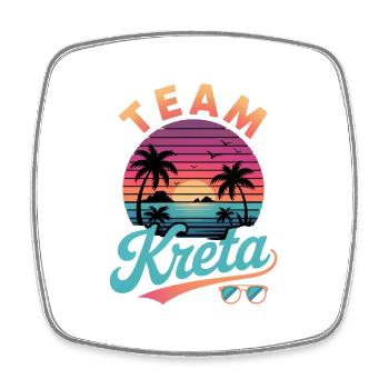Team Kreta Sunset Palmen Logo - Viereckiger Kühlschrankmagnet - Weiß - Vorne