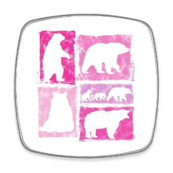 Bears Vintage Animal Print - Square fridge magnet - white - Front