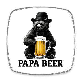Papa Beer Vater Bär Bier Humor Geschenkidee - Viereckiger Kühlschrankmagnet - Weiß - Vorne
