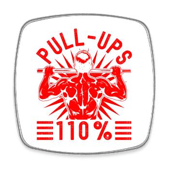 Fitness Fanatics Pull-Ups 110 % Gymnase de Calisthénie - Magnet carré - blanc - Devant