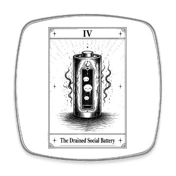 Batterie sociale vide | Humour de tarot - Magnet carré - blanc - Devant