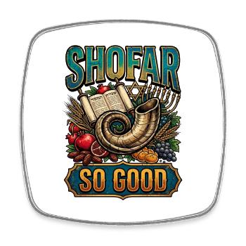 Shofar So Good: Festlich-Jüdischer Mix - Viereckiger Kühlschrankmagnet - Weiß - Vorne