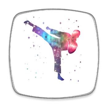 Taekwondo Kampfsport Weltraum Kinder Jungen Karate - Viereckiger Kühlschrankmagnet - Weiß - Vorne