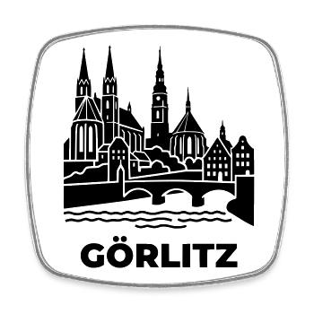 Görlitz Silhouette Wahrzeichen - Viereckiger Kühlschrankmagnet - Weiß - Vorne