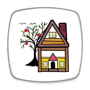Kleines Haus Hütte Apfelbaum ländlich Dorf - Viereckiger Kühlschrankmagnet - Weiß - Vorne