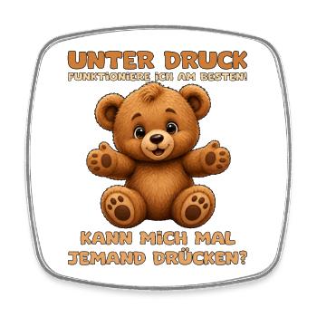 Süßer Teddybär mit offenen Armen - Viereckiger Kühlschrankmagnet - Weiß - Vorne