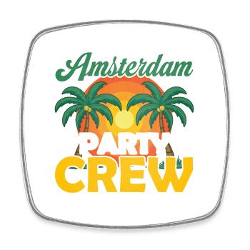 Amsterdam Party Crew - Magnet carré - blanc - Devant