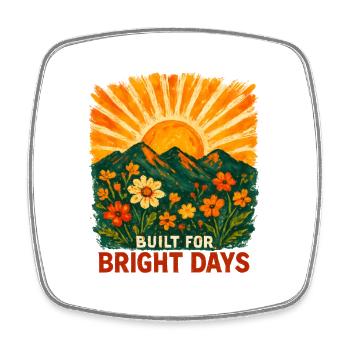 Sunrise Floral Landscape - Square fridge magnet - white - Front