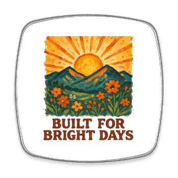 Sunrise over mountains and blossoms - Square fridge magnet - white - Front