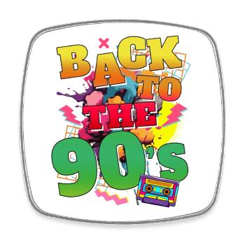 Back to the 90s Neon Pop - Square fridge magnet - white - Front