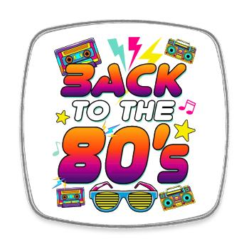 Zurück in die 80er Neon-Retro Vibe - Viereckiger Kühlschrankmagnet - Weiß - Vorne