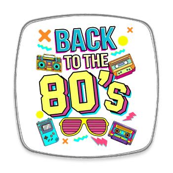 80s Neon Retro Revival - Square fridge magnet - white - Front