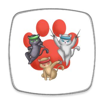 Ninja Cats Japanischer Anime Shinobi Kätzchen Geschenk - Viereckiger Kühlschrankmagnet - Weiß - Vorne
