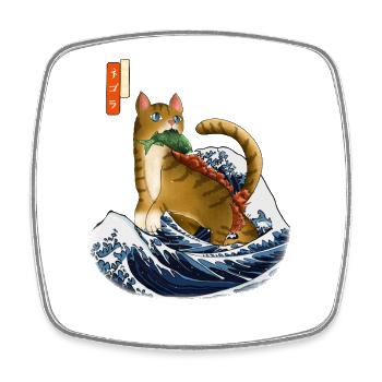 Kaiju Cat Funny Japanese Monster Gift - Square fridge magnet - white - Front