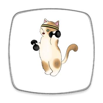 Haltères pour chats de salle de sport Cadeau de fitness drôle - Magnet carré - blanc - Devant
