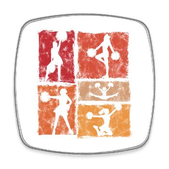 Cheer Squad Pom-pom Girl Sport Style Vintage - Magnet carré - blanc - Devant