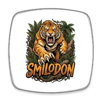 Smilodon Saber-toothed Tiger Portrait - Square fridge magnet - white - Front