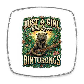 Nur ein Mädchen liebt Binturongs - Viereckiger Kühlschrankmagnet - Weiß - Vorne