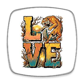 Löwe LOVE Dschungel-Style - Viereckiger Kühlschrankmagnet - Weiß - Vorne