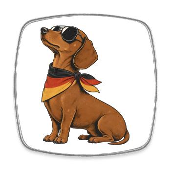 Teckel avec bandana de drapeau et lunettes de soleil - Magnet carré - blanc - Devant