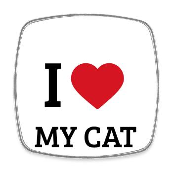 I Love My Cat Saying – Cute Cat T-Shirt - Square fridge magnet - white - Front