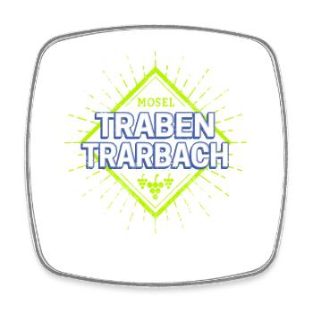 Traben-Trarbach an der Mosel mit Retro Weintrauben - Viereckiger Kühlschrankmagnet - Weiß - Vorne
