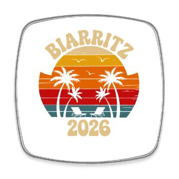 Biarritz Sunset 2026 Retro - Viereckiger Kühlschrankmagnet - Weiß - Vorne