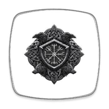 Norse Vegvisir Sigil | Wikinger-Führungsknoten - Viereckiger Kühlschrankmagnet - Weiß - Vorne