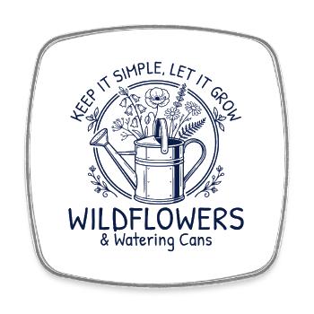 Hobbygärtnerin – Gießkanne mit Wildblumen Retro - Viereckiger Kühlschrankmagnet - Weiß - Vorne