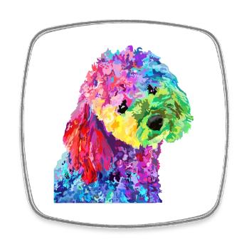Regenbogenpudel-Popkunst - Viereckiger Kühlschrankmagnet - Weiß - Vorne