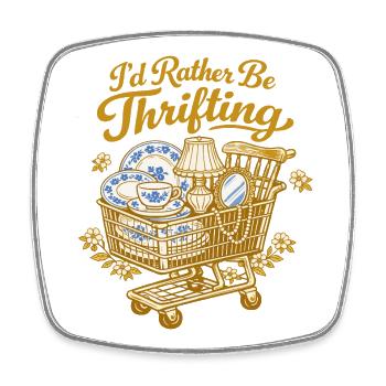 I prefer to hunt for flea markets vintage shopping carts - Square fridge magnet - white - Front