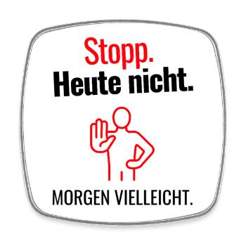 Stopp - Viereckiger Kühlschrankmagnet - Weiß - Vorne