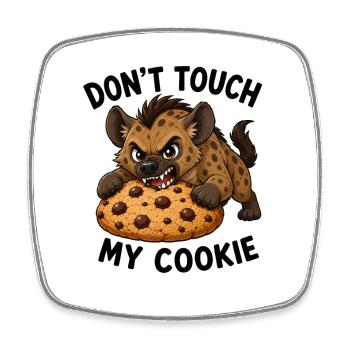 Cute Hyena Cartoon Cookie Don't Touch My Cookie - Square fridge magnet - white - Front