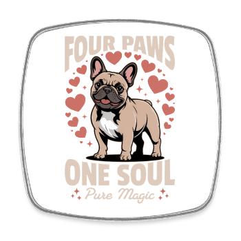 Bouledogue français Race de chien Frenchie - Magnet carré - blanc - Devant