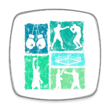 Vintage Boxen Grafik Für Boxsport - Viereckiger Kühlschrankmagnet - Weiß - Vorne