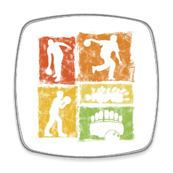 Bowling Retro-Grafik Für Bowlingspieler - Viereckiger Kühlschrankmagnet - Weiß - Vorne