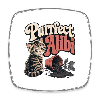 Funny Kitten, Purrfect Alibi Mischief Cat Pun - Viereckiger Kühlschrankmagnet - Weiß - Vorne