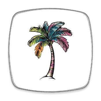 Plage de Palm Tree - Magnet carré - blanc - Devant