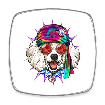 Psychedelisches Welpen-Friedensbandana - Viereckiger Kühlschrankmagnet - Weiß - Vorne