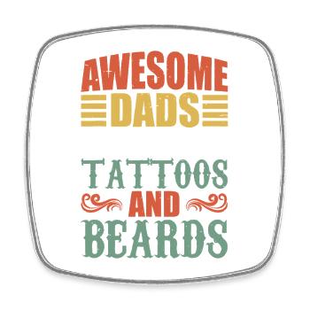 Tattooed Bearded Dad Pride - Square fridge magnet - white - Front