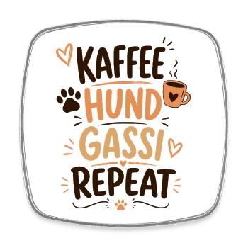 Kaffee Hund Gassi Repeat - Viereckiger Kühlschrankmagnet - Weiß - Vorne