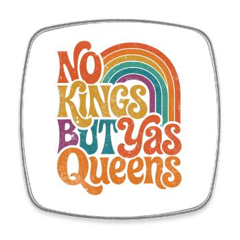 No Kings But Queens Retro Rainbow - Viereckiger Kühlschrankmagnet - Weiß - Vorne
