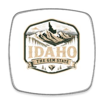 Idaho Berglandschaft Vintage Emblem - Viereckiger Kühlschrankmagnet - Weiß - Vorne
