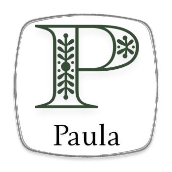 Monogram P with botanical ornament - Square fridge magnet - white - Front