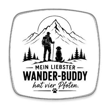 Wander Buddy - Hunde Freund - Berge Alpen  - Viereckiger Kühlschrankmagnet - Weiß - Vorne