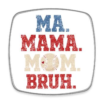 Mama Baseball-Bruh Humor-Geschenkjunge - Viereckiger Kühlschrankmagnet - Weiß - Vorne